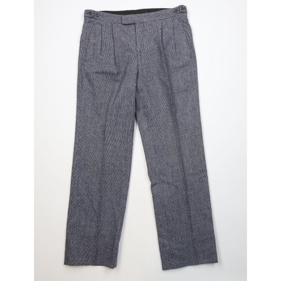 Vtg 70s Streetwear Mens 34x32 Wool Flannel Knit Wide Leg Chino Pants Blue USA